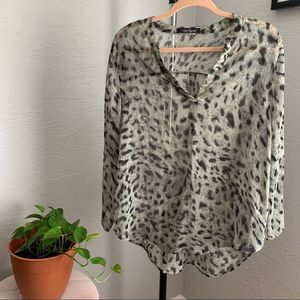 🌼 Animal Print Sheer Blouse #98